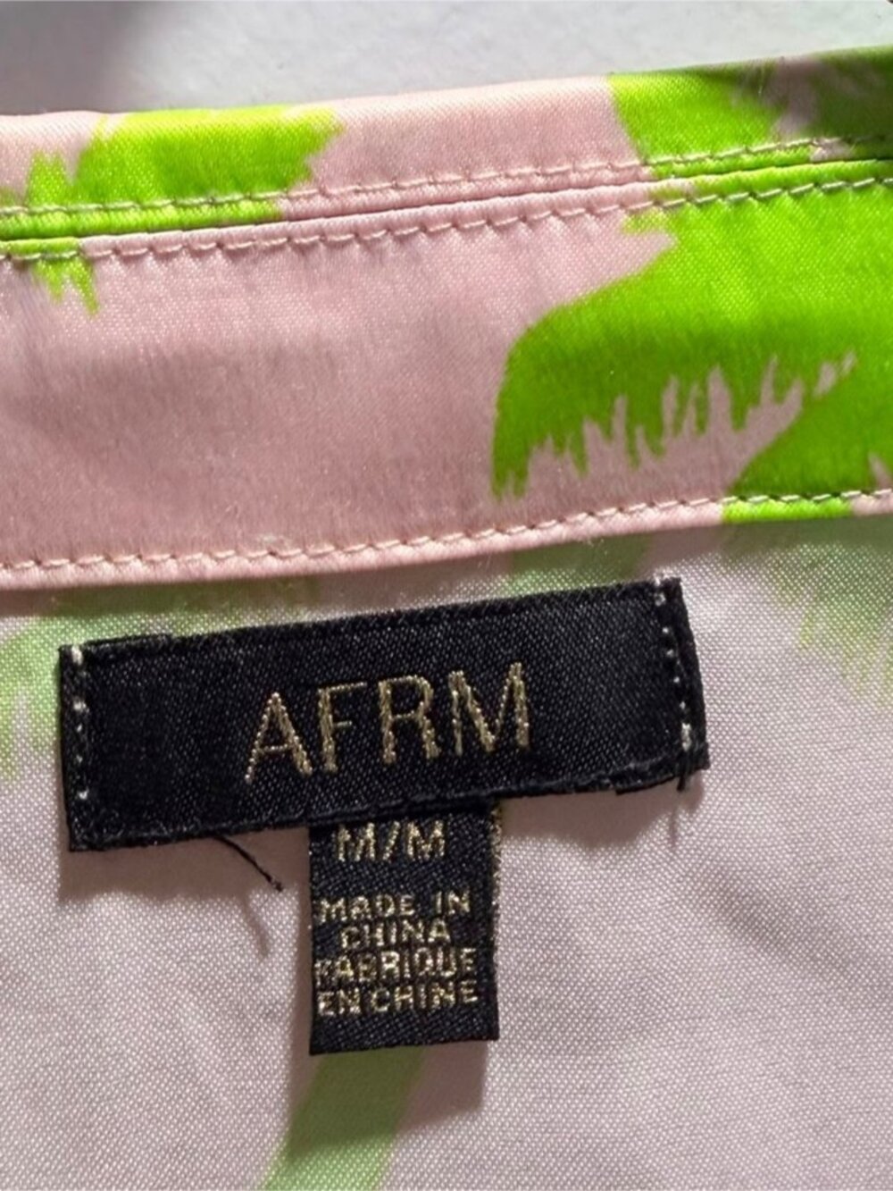 AFRM Frida Satin Shirt & Bra Set Palm Print Size M - Picture 7 of 8